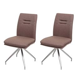 Décoshop26 - 2x chaises de salle à manger cuisine en tissu marron et en acier inoxydable design et confortable 04_0000413 - marron 3000253668986_0
