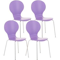 Décoshop26 - Lot de 4 chaises de cuisine salle à manger empilables dossier arrondi en bois violet et métal chromé 10_0003180 - 3000251441086_0