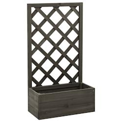 Helloshop26 - Jardinière à treillis de jardin gris 50 x 25 x 90 cm bois de sapin 02_0000875 - 3000072101534_0