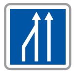 Panneau de signalisation indication: Réduction du nombre de voies - C28 ex.2_0