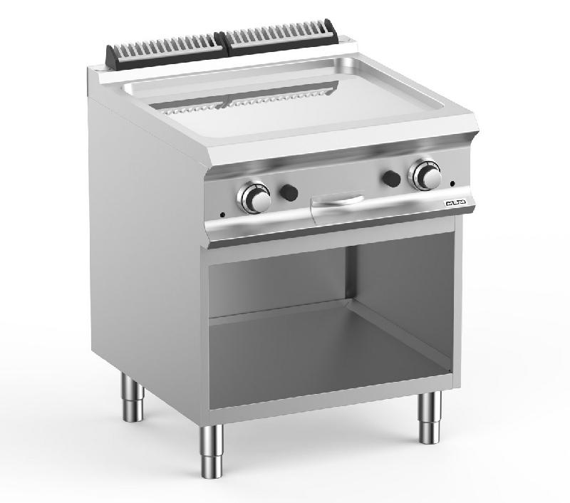 Plaque a snack professionnel gaz sur soubassment libre, 1 plaque lisse chromee 63x54 domina pro 700 - FTBG77ALC_0