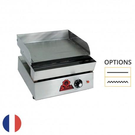 Plaque à snacker électrique professionnelle en fonte épaisse - Spécial hamburgers - Sofraca - Fabriquée en France - Disponible lisse ou rainurée_0