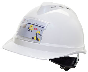 Casque de chantier EvoLite blanc avec porte-badge