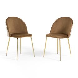 RATTATAN Lot de 2 chaises en velours décoratif d’intérieur, pieds en métal, design élégant pour cuisine, salle à manger, bar ou restaurant –_0