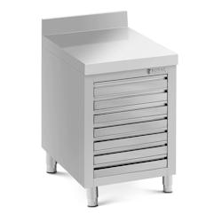 Royal Catering - Royal Catering Meuble de travail en acier inoxydable 50 x 70 cm 7 tiroirs pour pâtes avec rebord de 150 mm de haut Pieds en acier -_0