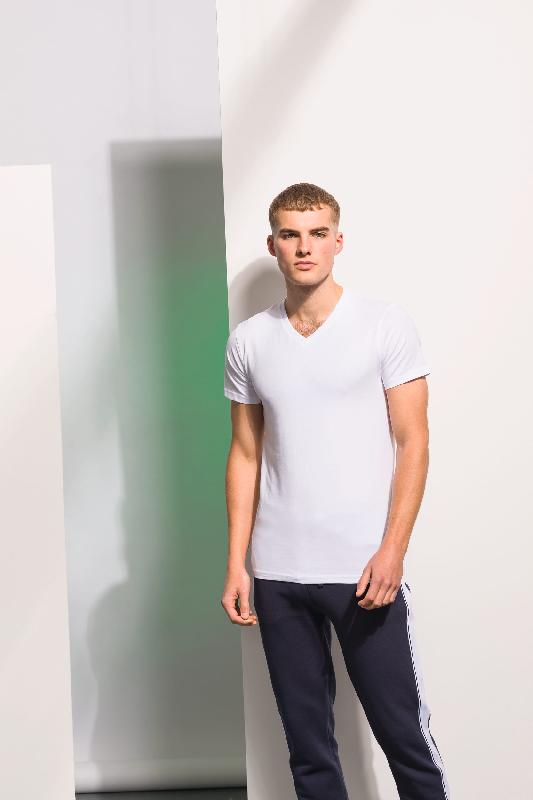 T-shirt homme col V Feel Good - Skinni Fit - Réf : SFM122 - 96% coton / 4% élasthanne - Toucher doux - 165 g/m²_0