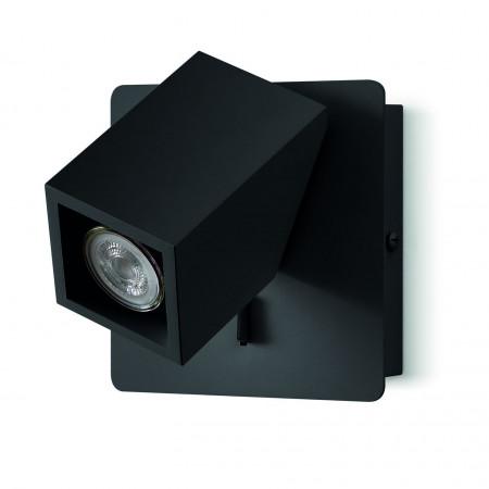 Applique orientable ORFEO en métal - GU10 5W noir - acier et aluminium - avec bouton - 8305_0