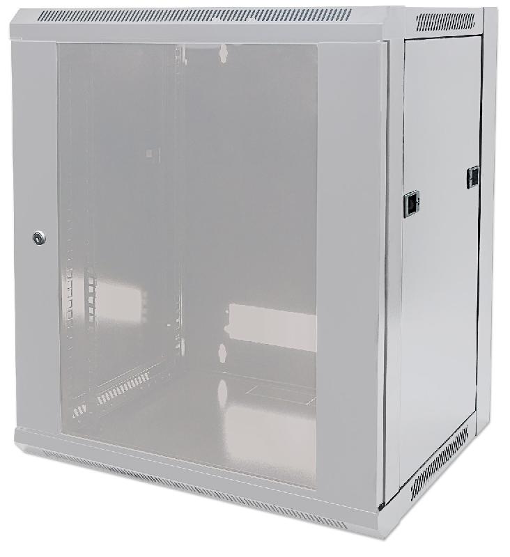 Armoire réseau murale 19 pouces MHT108 avec porte en verre - hauteur 9U - profondeur 450 mm - flatpack - gris - Bravour®_0