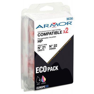 Bi-pack encre compatible à la marque HP C9351A / C9352A noir et couleurs_0