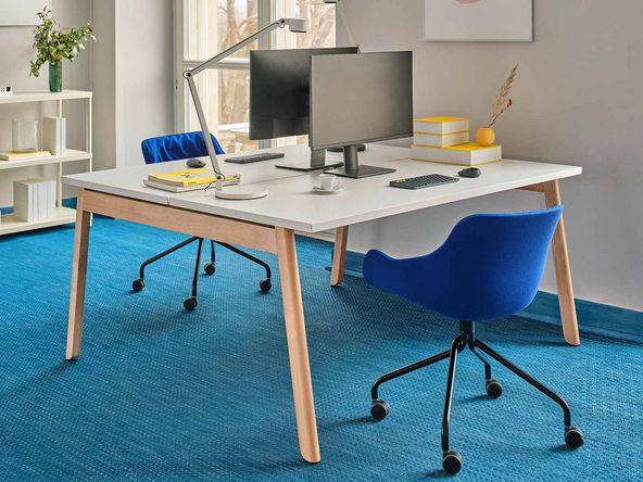 Bureau bench 2 personnes Ward avec piètement en bois massif de hêtre_0