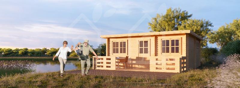 Chalet Alto à toit plat 44mm - 31m² - 3 pièces avec plancher et fenêtres multiples_0