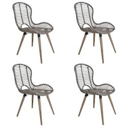 Décoshop26 - Lot de 4 chaises de salle à manger cuisine marron Rotin naturel CDS021697 - marron 3000016051536_0