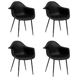 Décoshop26 - Set de 4 chaises de salle à manger dossier incurvé design contemporain pp noir DEC025640 - noir 3000255361663_0