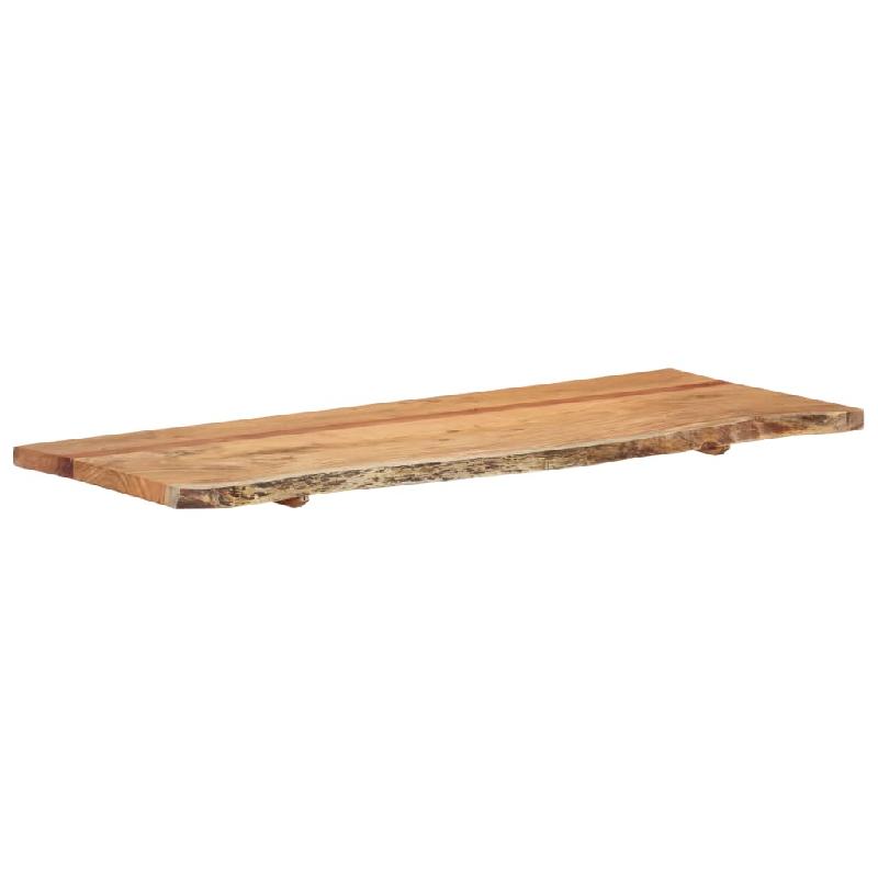 Dessus de meuble-lavabo en bois d'acacia massif - Étagère flottante avec bord en bois vivant - 140 x 55 cm - Réf. 02_0003423_0