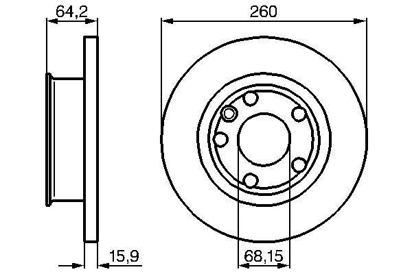 Disque de frein Bosch 0986478547 - boîte de 2 disques - avant - type plein - 5 trous - épaisseur 16mm_0