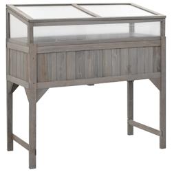 Helloshop26 - Jardinière lit surélevé plantes fleurs jardin avec serre 110 x 54 x 120 cm bois de sapin massif 02_0000961 - 3000072971533_0