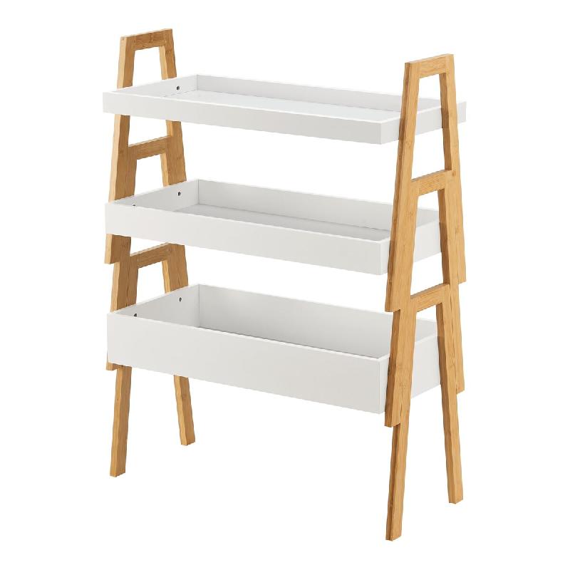 Helloshop26 - Lot de 3 étagères empilables 85 x 65 x 30 cm bambou naturel blanc 03_0009775 - blanc Bambou 3000224866663_0