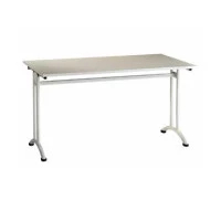 Lot de 8 Tables piètement gris plateau mélaminé sable_0