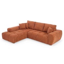 Oviala Business Canapé d'angle avec méridienne gauche en tissu 3 places terracotta - rouge polyester 113386_0