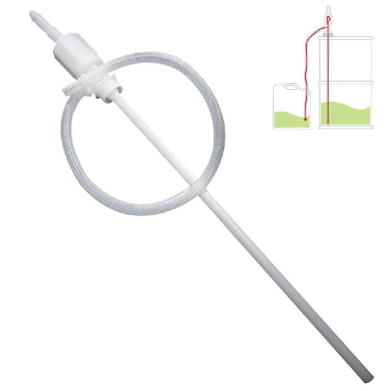 Pompe Siphon Alimentaire PE - joint PE - Grand Modèle - Débit 21L/min - Pour fûts 200 à 220L_0