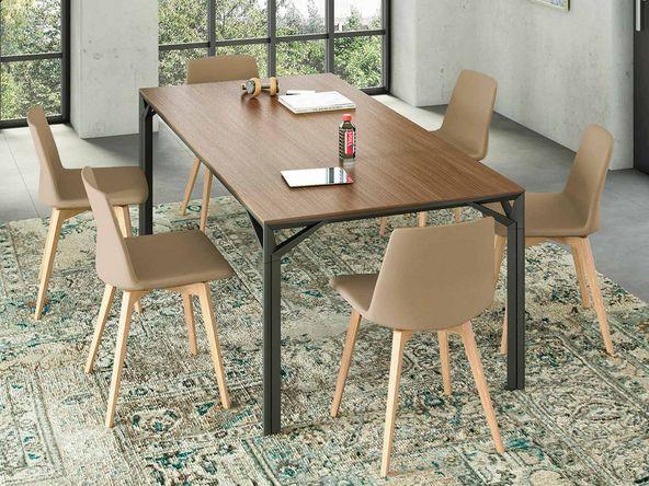Lot de 2 chaises de réunion Origami pied bois et coque tapissée_0
