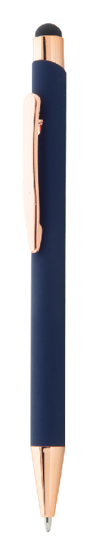 Stylo à bille et stylo tactile en aluminium recyclé - finition caoutchoutée et détails rose doré_0