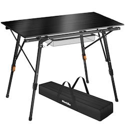 TecTake GmbH tectake Table de camping Tina en aluminium, pliable et réglable en hauteur  noir - 404983 - noir aluminium 404983_0