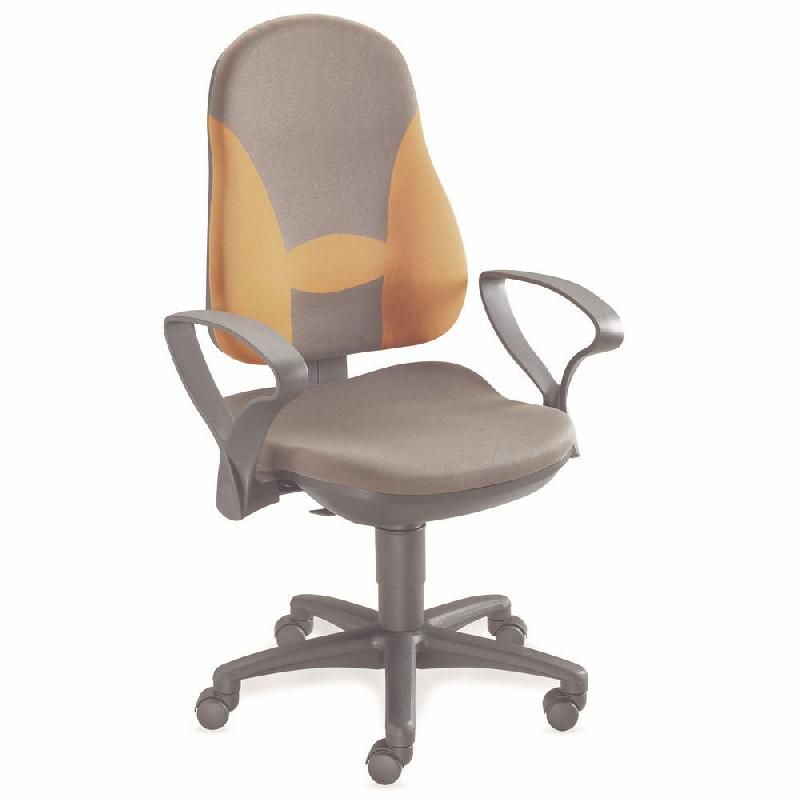 TOPSTAR SIÈGE DE BUREAU À ROULETTES NOA - AJUSTABLE - EN TISSU - HAUTEUR DOSSIER  57 CM - COULEUR GRIS ET ORANGE