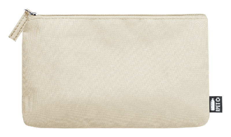 Trousse de toilette zippée en polyester 600D RPET - couleur beige - poids 30g_0