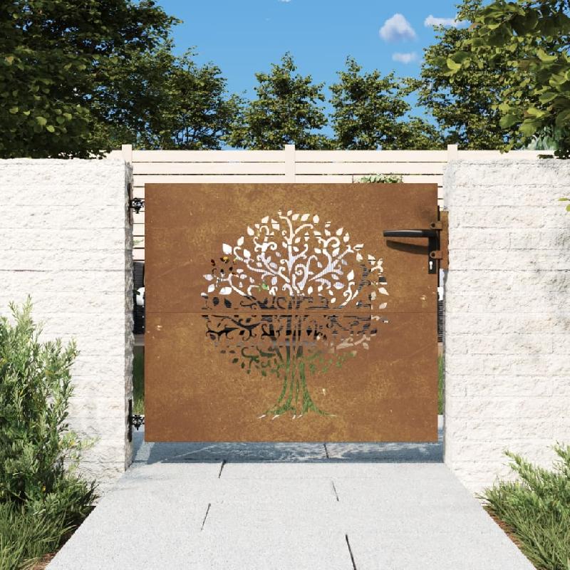 Vidaxl portail de jardin 85x100 cm acier corten conception de l'arbre 153209_0