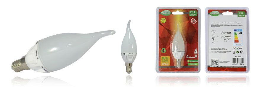 AMPOULE LED E14 4W 3000K COUP DE VENT VSION-EL 7686B