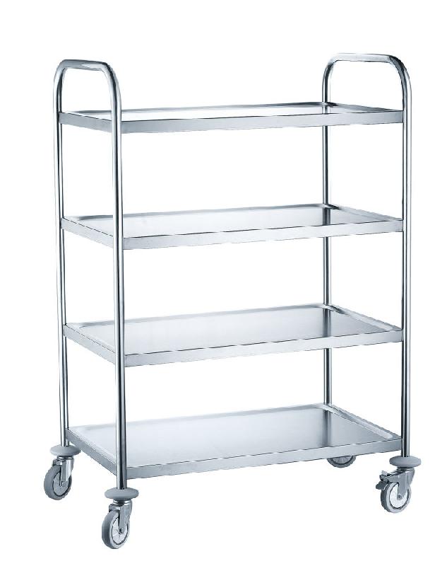 Chariot de service 4 plateaux 4 étagères inox 910x590x1260mm - 810118_0