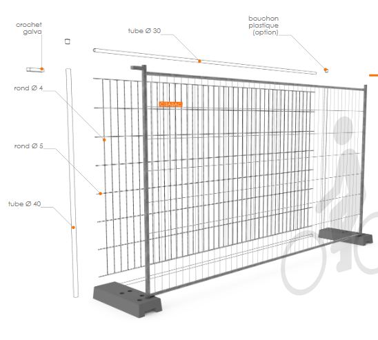 Clôture mobile grillagée de chantier cmgr2354t_0
