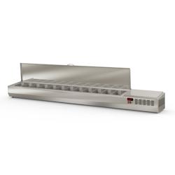 CORECO Vitrinette D'Exposition - Presentoir A Ingredients Avec Couvercle Inox - +2/+80 - 2245X336X545 - Inox  - Capacite 10 Bacs Gn1/4 EI225-T-1/4 - A_0