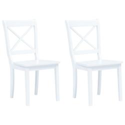 Décoshop26 - Lot de 2 chaises de salle à manger cuisine design classique blanc bois d'hévéa massif CDS020160 - blanc 3001060999782_0