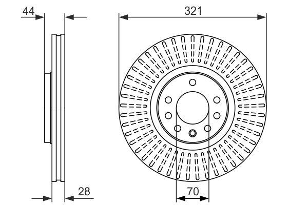Disque de frein ventilé Bosch 0986479571 - avant - 7 trous - épaisseur 28mm_0