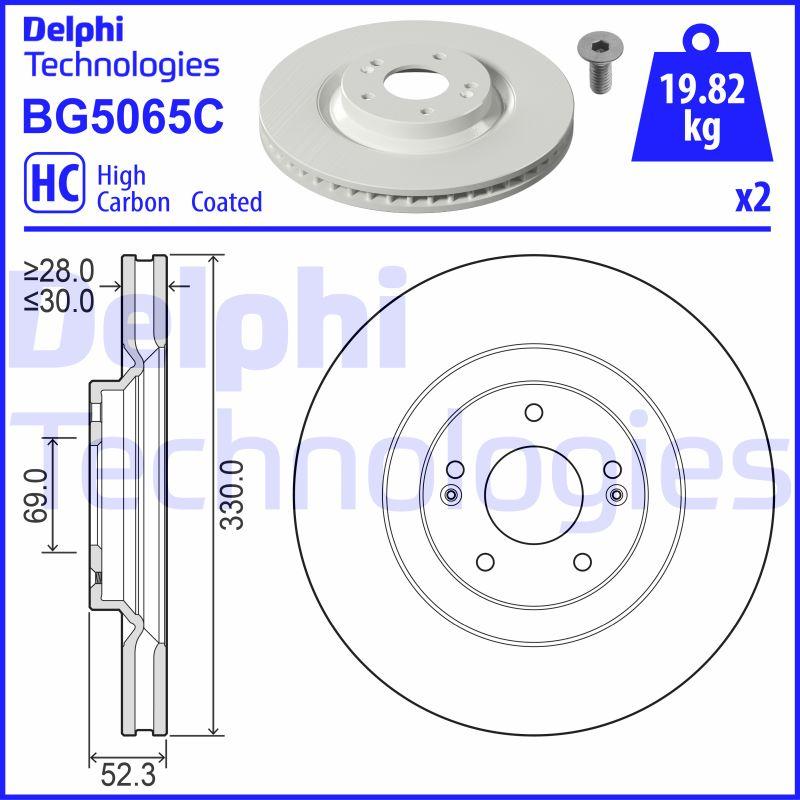 Disque de frein ventilé Delphi BG5065C - boîte de 2 - côté avant_0