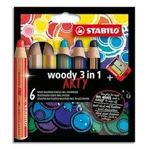 STABILO Lot de 12 Crayons Woody ROND Large Mine 10 mm Longueur 115 mm Aquarellable Rouge