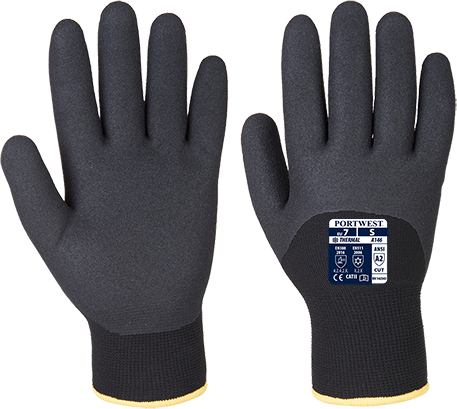Gants hiver Arctic noir A146, XL - Protection thermique, doublure micropolaire, revêtement nitrile_0