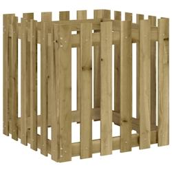 Helloshop26 - Jardinière bac lit surélevé plantes fleurs terrasse jardin avec design de clôture 60 x 60 x 60 cm pin imprégné marron 02_0038107 -_0