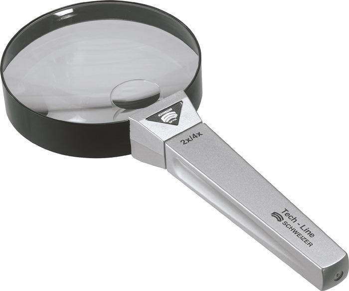 Loupe à main Tech-Line SCHWEIZER - agrandissement 2x/4x - lentille D. 90/20 mm - optique en verre aplanétique_0