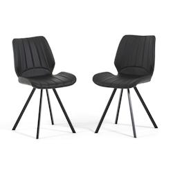 RATTATAN 2 Chaises rembourrées en similicuir avec pieds en métal, design moderne, dossier ergonomique, parfaites pour salle à manger, cuisine, rest_0