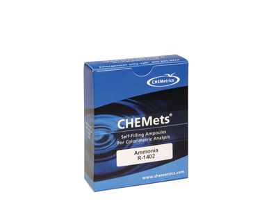 Recharge pour Kit d'analyse visuelle de l'Ammonium (N), 0-4 / 0-80 ppm. NBC001 Type : CHEMets 30 unités, marque Chemetrics - Ref.: NBC012_0
