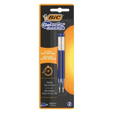 RECHARGES POUR STYLO BIC GELOCITY QUICK DRY BLEU - BLISTER DE 2