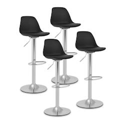 Royal Catering Lot de 4 tabourets de bar avec dossier socle chromé noir x 4 Helloshop26 - noir acier 3000235268982_0