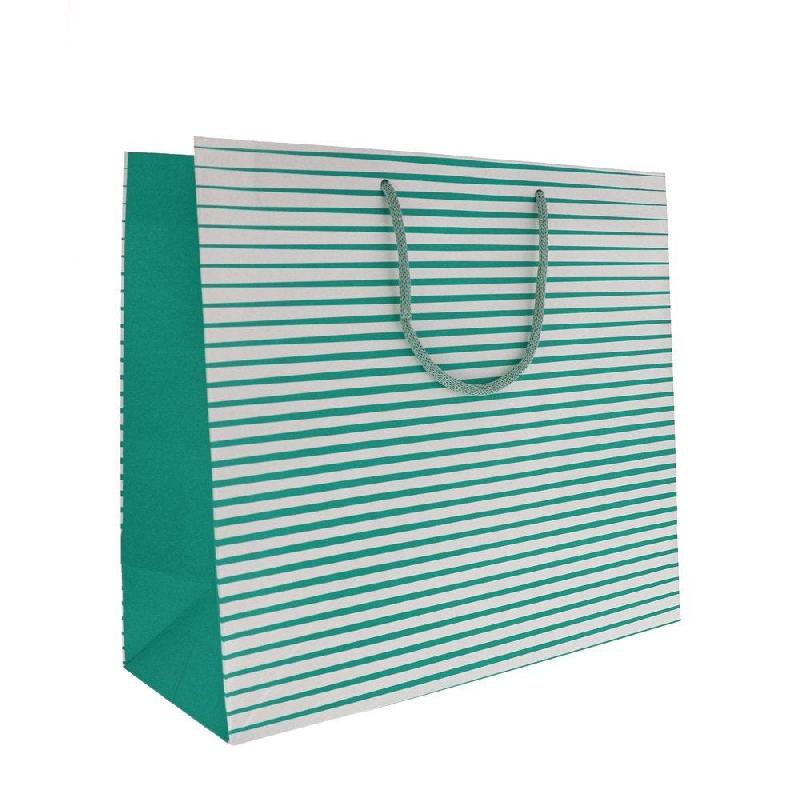 Sac papier bicolore turquoise et blanc 35+14x31cm - par 10_0