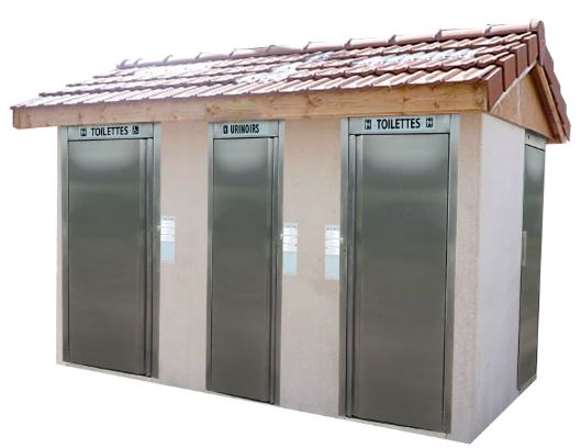 Toilette - réf. 2015 - bloc sanitaire avec cabine PMR, WC standard et urinoirs_0