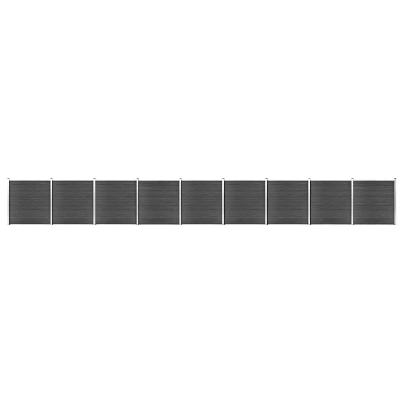 Vidaxl ensemble de panneau de clôture wpc 1564x186 cm noir 3070436_0