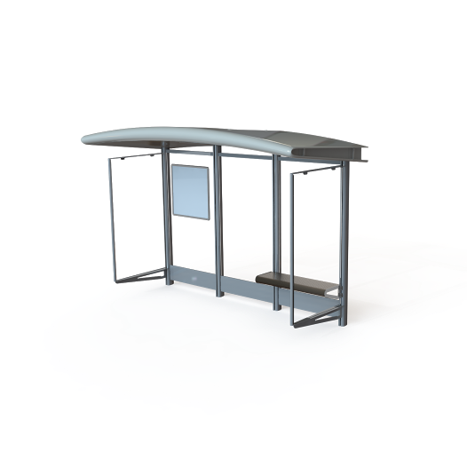 Abri bus new way / structure en aluminium / bardage en verre securit / avec banquette et banc assis-debout_0