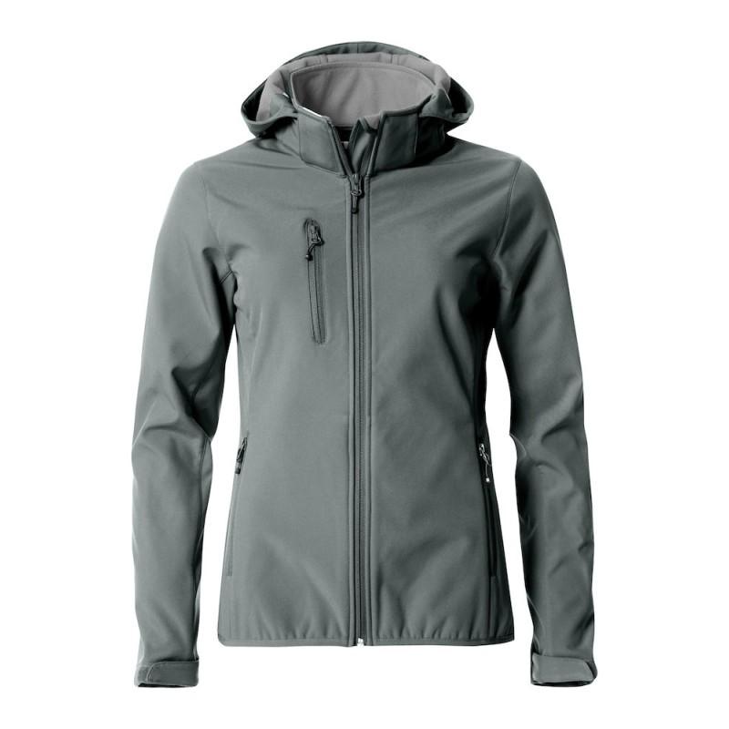 Basic Hoody Softshell Ladies - veste de travail imperméable, respirante et coupe-vent avec capuche amovible et 3 couches_0